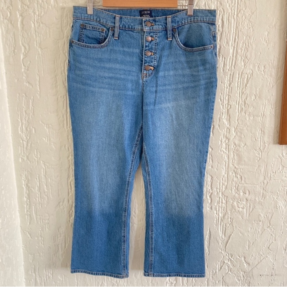 J. Crew Mid Rise Flare Crop Blue Denim Jeans Size 31